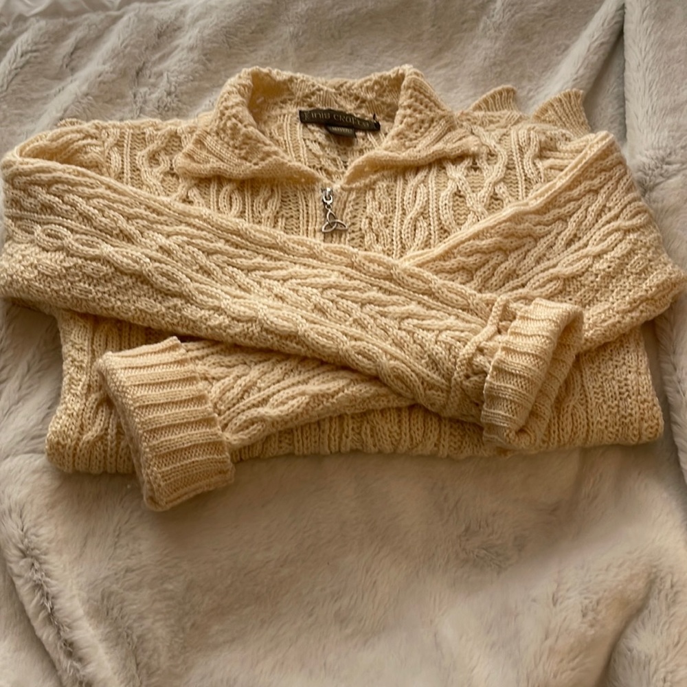Inis Crafts Made in Ireland Merlino Wool  Sweater EUC